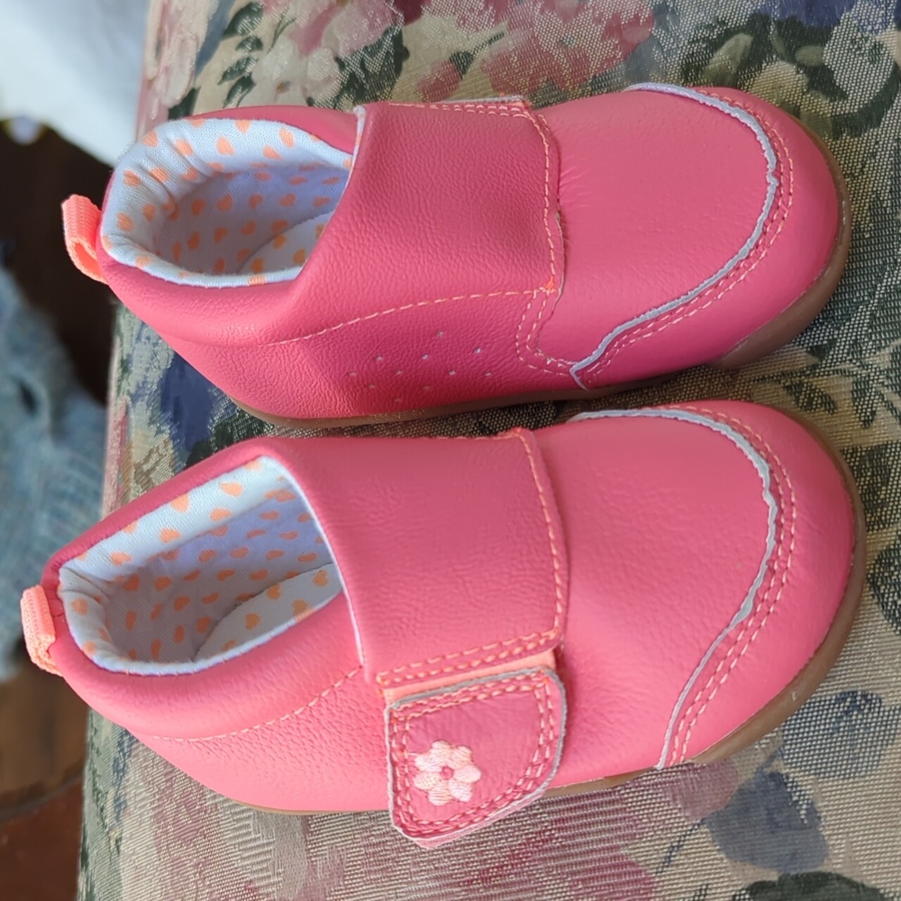 Carter's Pink Leather Velcro Booties